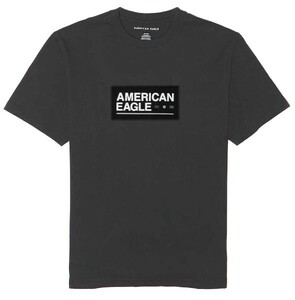 AE*アメリカンイーグル/US:XXL/グレーカーキ/ボックスロゴグラフィック半袖Tシャツ
