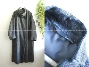  Studio Clip * advance ворсистый linen100%kashu прохладный шея пальто темно-серый свободно M прекрасный товар 