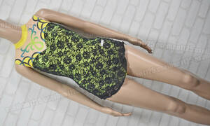 SASAKI ササキスポーツ 女子体操競技 スカート付き ノースリーブレオタード レース加工 グリーン ブラック サイズM