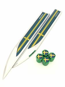 C 緑 スウェーデン 国旗 フェンダー ステッカー バルブキャップ エンブレム ボルボ VOLVO V40 50 60 70 90 XC40 60 70 90