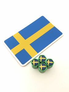 D 緑 スウェーデン 国旗 ステッカー バルブキャップ エンブレム サーブ SAAB 9-3 9-5 900 セダン カブリオレ スポーツ エステート