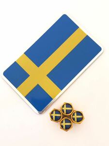 D 黄 スウェーデン 国旗 ステッカー バルブキャップ エンブレム ボルボ VOLVO V40 50 60 70 90 XC40 60 70 90