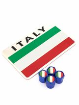 D 青 イタリア 国旗 ステッカー バルブキャップ エンブレム アルファロメオ ALFA ROMEO 147 155 14C ステルヴィオ ミト_画像1