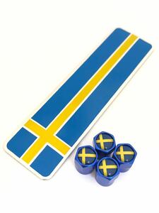 E 青 スウェーデン 国旗 ステッカー バルブキャップ エンブレム ボルボ VOLVO V40 50 60 70 90 XC40 60 70 90