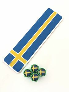 E 緑 スウェーデン 国旗 ステッカー バルブキャップ エンブレム ボルボ VOLVO 240 30 240 850 S6080 90 940