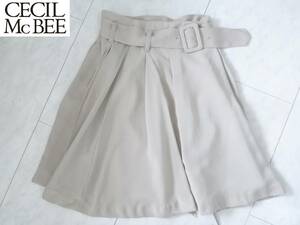 ￥5900　新品 CECIL McBEE　セシルマクビー ★ベージュ　ベルト付き　ハイウエスト　スカート　S