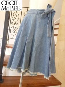 ￥5900　新品　CECIL McBEE　セシルマクビー ★　デニム　巻きスカート　M