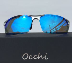 新品 OCCHI 偏光サングラス レンズUV400 軽量 ブルーミラー