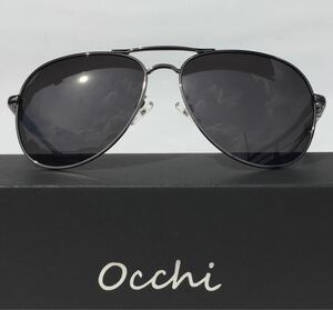 新品 OCCHI 偏光サングラス UV400 軽量 ティアドロップ型 ブラック