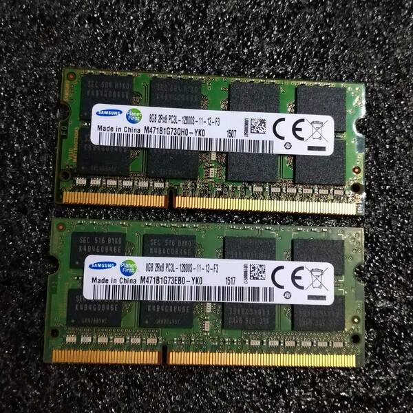 【中古】DDR3 SO-DIMM 16GB(8GB2枚組) SAMSUNG M471B1G73DB0-YK0 [DDR3-1600 PC3L-12800 1.35V] 