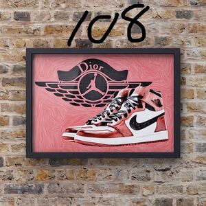 Dior AIR JORDAN1 ディオールエアジョーダン1 オマージュアートポスター(フレーム付き)