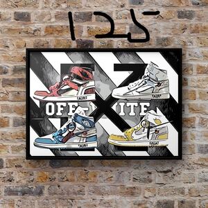 OFF-WHITE AIR JORDAN1オフホワイトエアジョーダン1 オマージュアートポスター(フレーム付き)