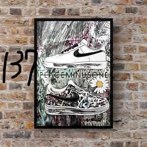 AIR FORCE 1PARANOISEエアフォース1 パラノイズオマージュアートポスター(フレーム付き)