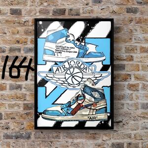 OFF-WHITE AIR JORDAN1オフホワイトエアジョーダン1 オマージュアートポスター(フレーム付き)