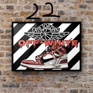 OFF-WHITE AIR JORDAN1オフホワイトエアジョーダン1 オマージュアートポスター(フレーム付き)