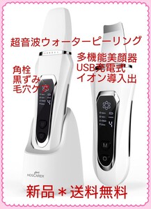 超音波ウォーターピーリング 多機能美顔器 USB充電式 イオン導入出