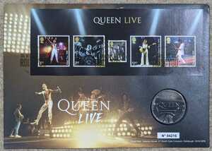 英Royal Mint/Royal Mail◆Queen:Live ￡5硬貨&切手シート