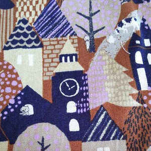 綿麻キャンバス、COTTON こばやし、ハウス、木、猫、108cm幅、35cm