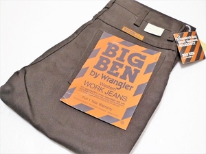 70's ビンテージ ワークジーンズ BIG BEN by Wrangler ビッグベン ラングラー 茶 W29 L30 USA製 ワークパンツ 未使用 美品 男女兼