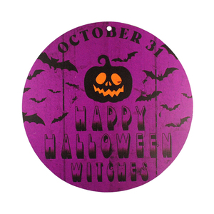  Halloween round autograph plate (B) Halloween Wooden SignPlate wooden decoration entranceway equipment ornament interior ornament Event [ mail service OK]