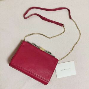 * See By Chloe ribbon chain shoulder clutch bag pink Mini See by Chloe leather Gold Mini shoulder party 