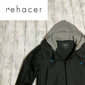 【rehacer】レアセル 重ね着風 フード付きブルゾン アウター ジャケット