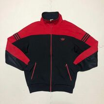 ★ 80's 西ドイツ Adidas アディダス ジャージ トラックジャケット 希少サイズ7 黒×赤_画像1