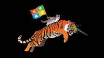 新品 Microsoft Ninja Cat Tiger Tシャツ マイクロソフト WINDOWS 10 ニンジャ キャット タイガー Ninjya Cat 企業T os ninjacat_画像1