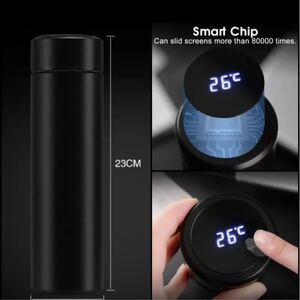 温度計付き水筒 魔法瓶 保温 温度表示 LED ウォーターボトル お茶入れ LED water bottle