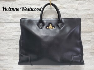 Vivienne Westwood ヴィヴィアンウエストウッド ビジネスバッグ ブリーフケース オーブ金具 レザー 黒 A4可