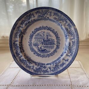 イギリスアンティークプレート ブルー&ホワイト
