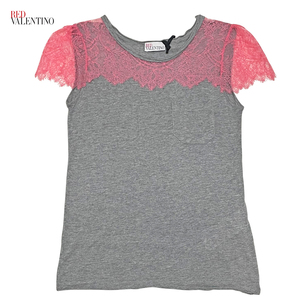 新品レッドヴァレンティノRED VALENTINOレースTシャツ　ピンク#XS★