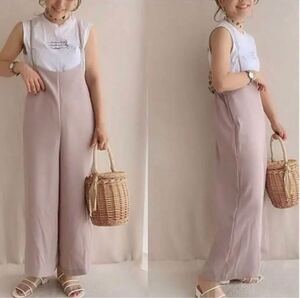 GU★サロペットワイドパンツNC☆S★PINK☆オールインワン★ピンクベージュ☆ジーユー★ユニクロ