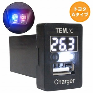 トヨタAタイプ デイズルークス B21A H25.6～現在 LED/ホワイト 温度計+USBポート 充電 12V 2.1A 増設 パネル USBスイッチホールカバー 電源