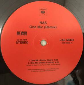 US PROMO ONLY / NAS / ONE MIC REMIX / 2002 HIPHOP