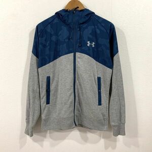 under armor アンダーアーマー バイカラー カモフラ 迷彩 ジップパーカー メンズ MD グレー ブルー ランニング