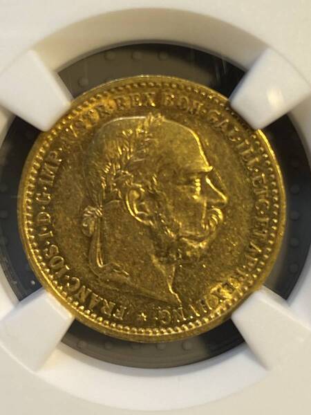 【オーストリア金貨】フランツ・ヨーゼフ 金貨 1905年 オーストリア 10コロナ 大人気の紋章デザイン カードOK