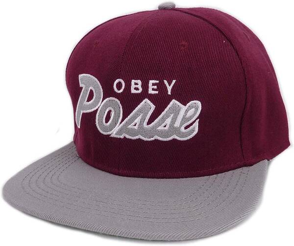 OBEY オベイ POSSE スナップバック キャップ バーガンディ グレー フリーサイズ [並行輸入品]