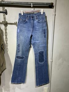 【即決】Levi's 517 リーバイス 66前期 シングルステッチ 黒カン ブーツカット フレアデニムパンツ リペア usa アメリカ製 ヴィンテージ