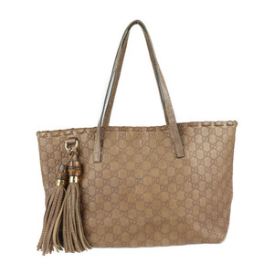 GUCCI Gucci Gucci Shima 218780 002122 حقيبة يد جلد شرابة من الخيزران البني [ضمان أصلي], حقيبة نسائية, كيس التسوق, الآخرين