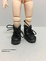 オビツ11等の1/12サイズフィギュア用衣装 ブラックバイカーブーツ (DOLLSFIGURE A41）_画像4