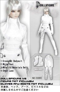 1/6サイズフィギュア用衣装 白のボンデージキャットスーツ （DOLLSFIGURE CC61C）