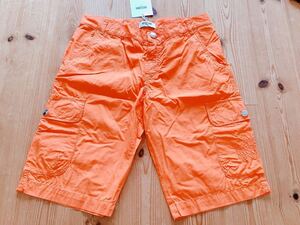  Junior 170/ men's S-M[MOSCHINO] Moschino orange stretch cotton half cargo pants 