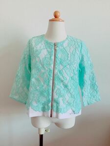  Kids 110-120 size [MISS BLUMARINE] mistake Blumarine race cardigan / jacket light blue 