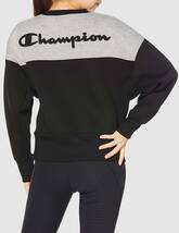 新品 Champion クロップド クルーネック シャツ SPORTS チャンピオン ビッグロゴ レディース ファッション ブラック 黒 長袖 M 秋夏用_画像7