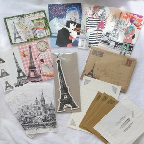 パリ風のレターセット（ポストカード、ボールペン、も含む）パリ好きな方におすすめ　