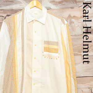 KS4283 Karl hell mKARL HELMUT long sleeve shirt M shoulder 47 Crazy pattern .. pattern mail xq
