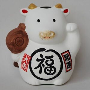 T63* feng shui . better fortune * ceramics. ornament *. main savings box series * cow. savings box cow feng shui white color 