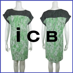 [ beautiful goods ]iCB I si- Be total pattern wide One-piece dress ... tunic boat neck back Zip on goods beautiful size 9