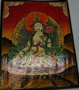 chi bed .. wooden hand ..... picture * work of art genuine writing brush chi bed Buddhism god company .. religion Buddhabta...ne pearl tsakliTsakli.... antique 5